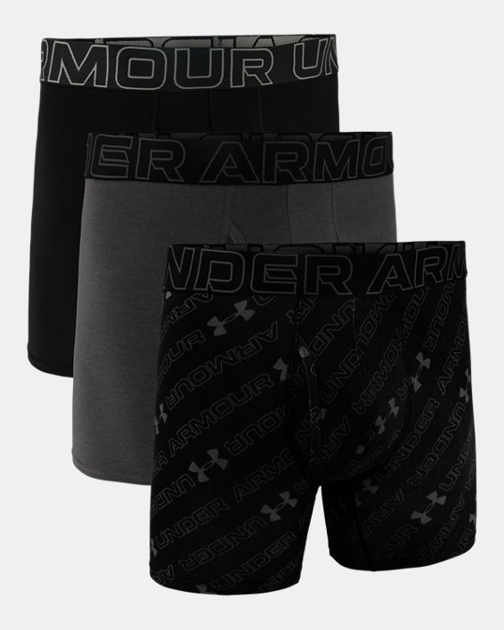Men's UA Performance Cotton 6" 3-Pack Printed Boxerjock® in Black image number 2